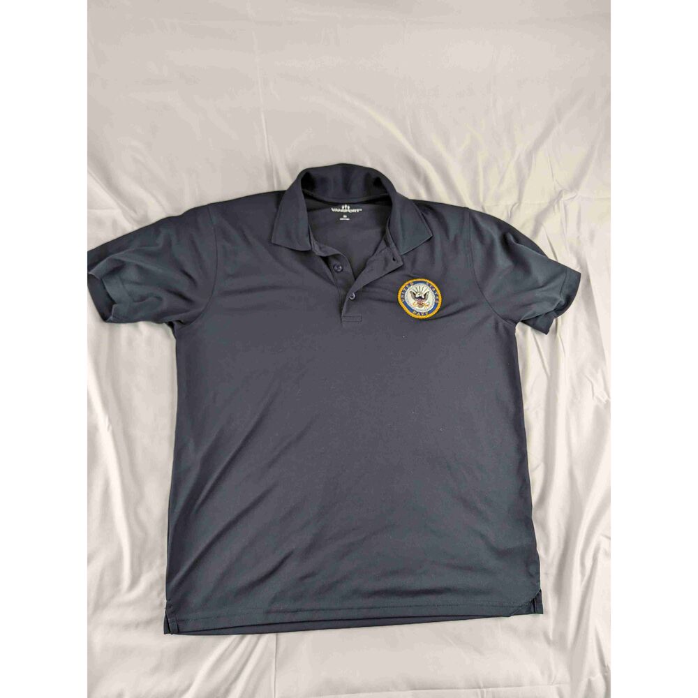 US Navy Mens Polo Shirt Navy Blue Short Sleeve Embroidered Logo Size Small